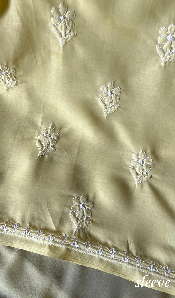 Farah Women's Lakhnavi Handcrafted Cotton Chikankari Suit Material-  HONC0265527