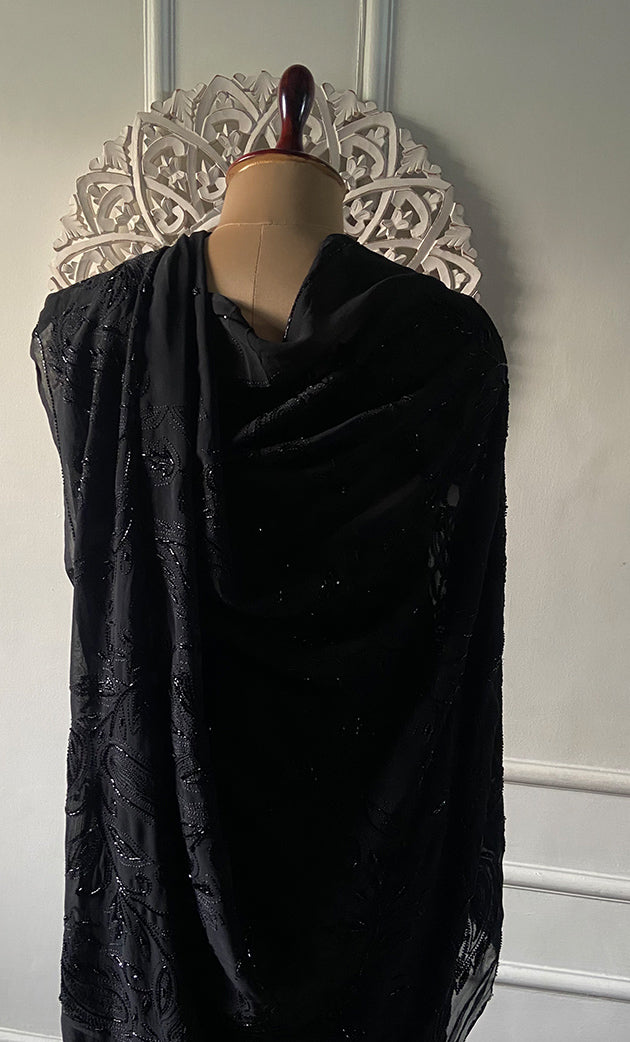 Women's Lakhnavi Handcrafted Viscose Georgette Chikankari Saree - HONC0256156