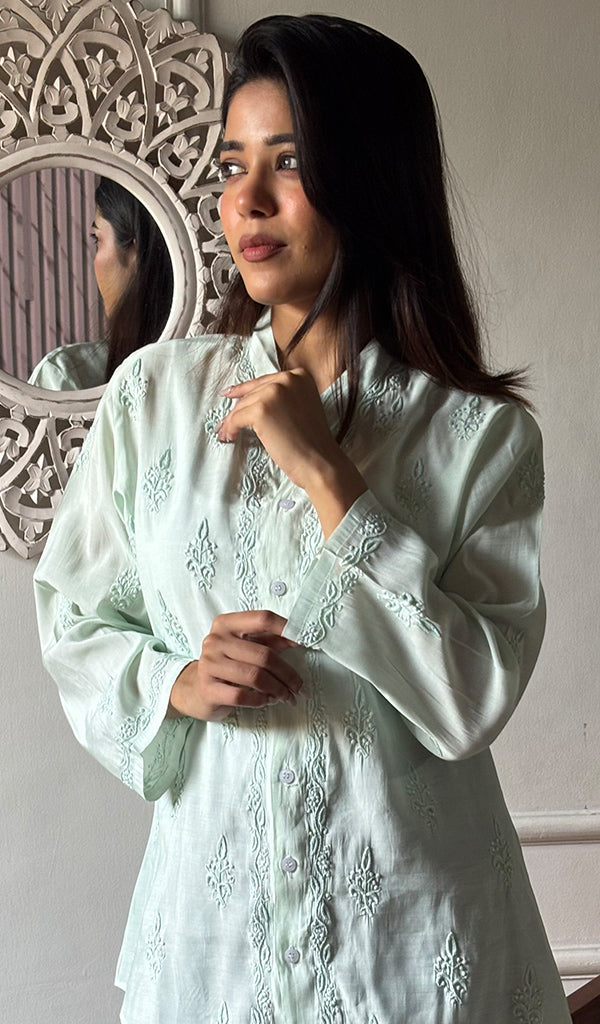 Bhumika Women's Lakhnavi Handcrafted Cotton Chikankari Top - HONC0346340