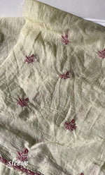 Load image into Gallery viewer, Women's Lakhnavi Handcrafted Mul Chanderi Unstitched Chikankari Full Suit Material - HONC0326123