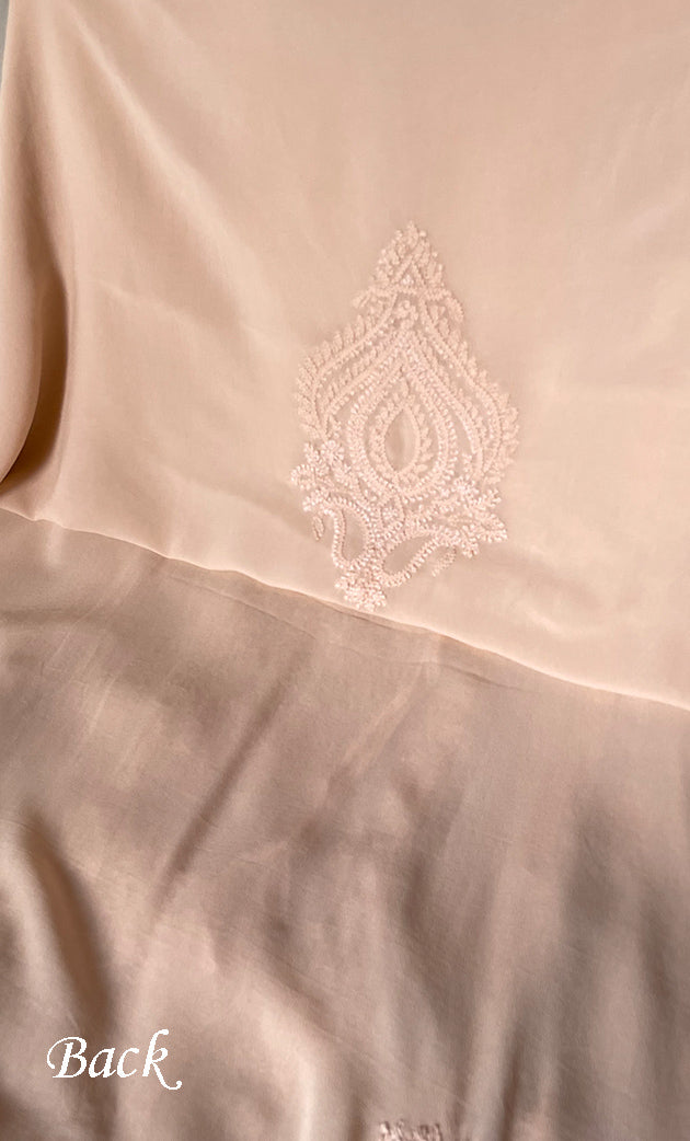 Women's Lakhnavi Handcrafted Viscose Georgette Chikankari Full Suit Material - HONC03125588