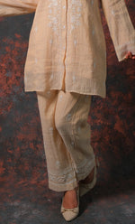 Load image into Gallery viewer, Women's Lakhnavi Handcrafted Tissue chanderi Chikankari Kurta And palazzo Set - HONC0322040