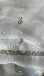 Load image into Gallery viewer, Women&#39;s Lakhnavi Handcrafted Pure Organza Chikankari Unstitched Kurta And Dupatta Set-  HONC02831111
