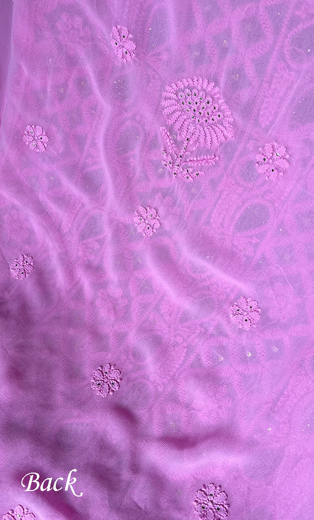 Women's Lakhnavi Handcrafted Viscose Georgette Chikankari Full Suit Material - HONC0271105