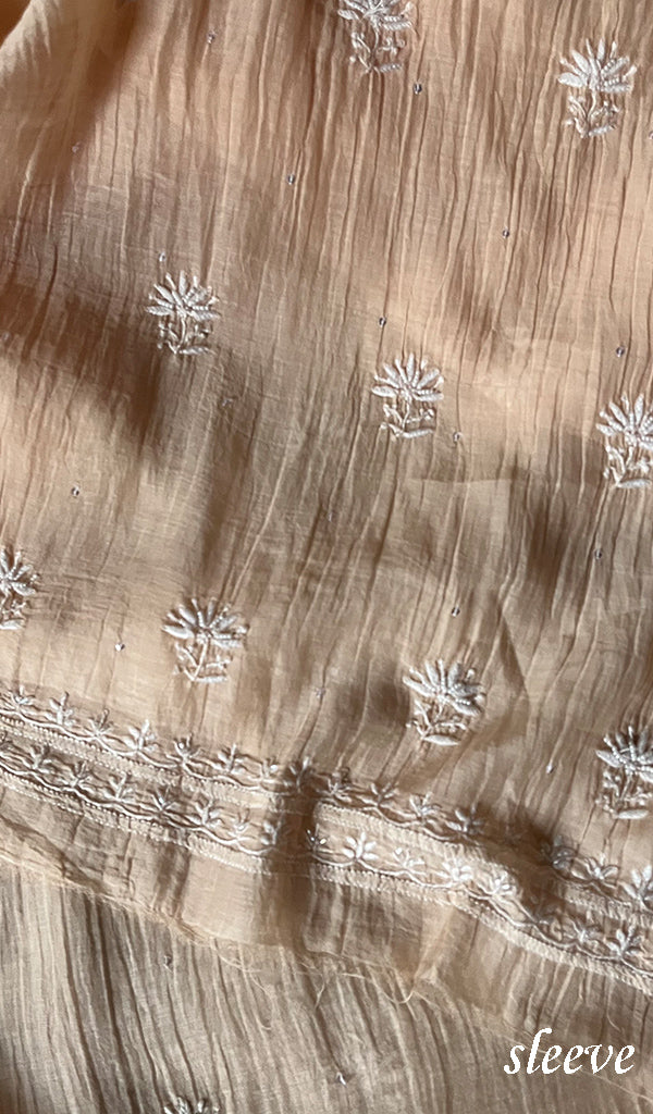 Tazeen Women's Lakhnavi Handcrafted Mul Chanderi Kurta And Dupatta Set - HONC02185565