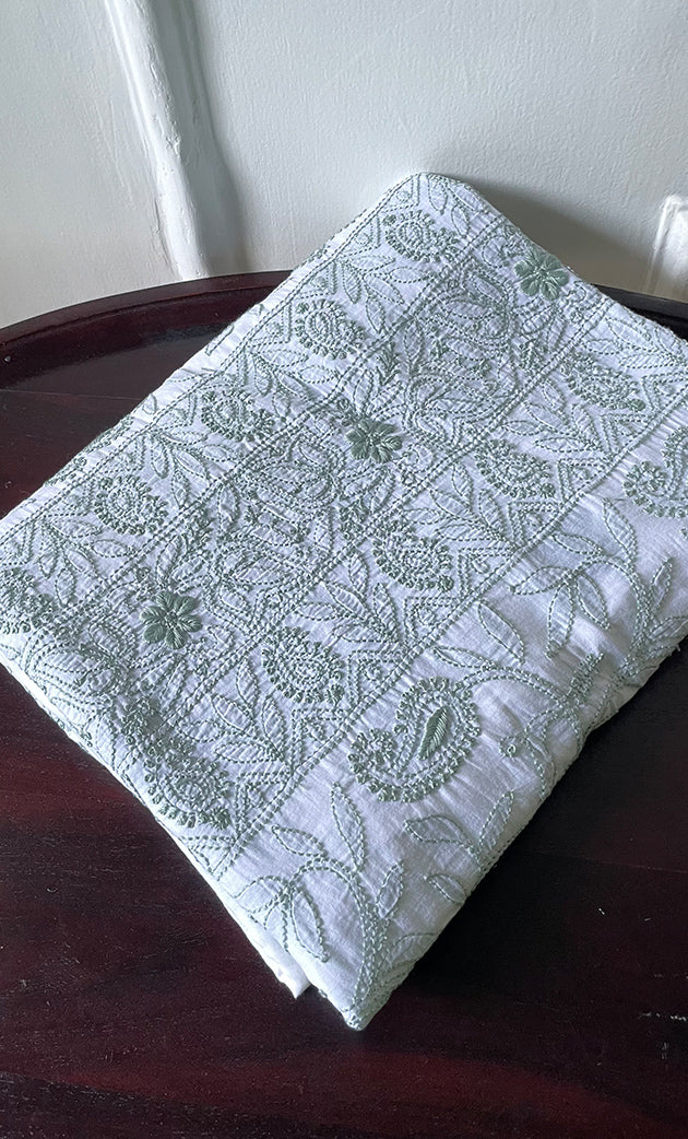 Women's Lakhnavi Handcrafted Cotton Chikankari Unstitched Kurti Fabric - HONC0318054