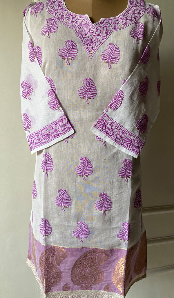 Women's Lakhnavi Handcrafted Cotton Chikankari Kurti - NC3901