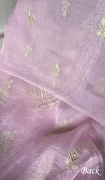 Load image into Gallery viewer, Women's Lakhnavi Handcrafted Pure Organza Chikankari Unstitched Kurta And Dupatta Set- HONC0348010