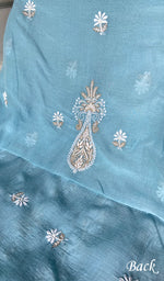 Load image into Gallery viewer, Women's Lakhnavi Handcrafted Mul Chanderi Unstitched Kurta And Dupatta Set - HONC0365693