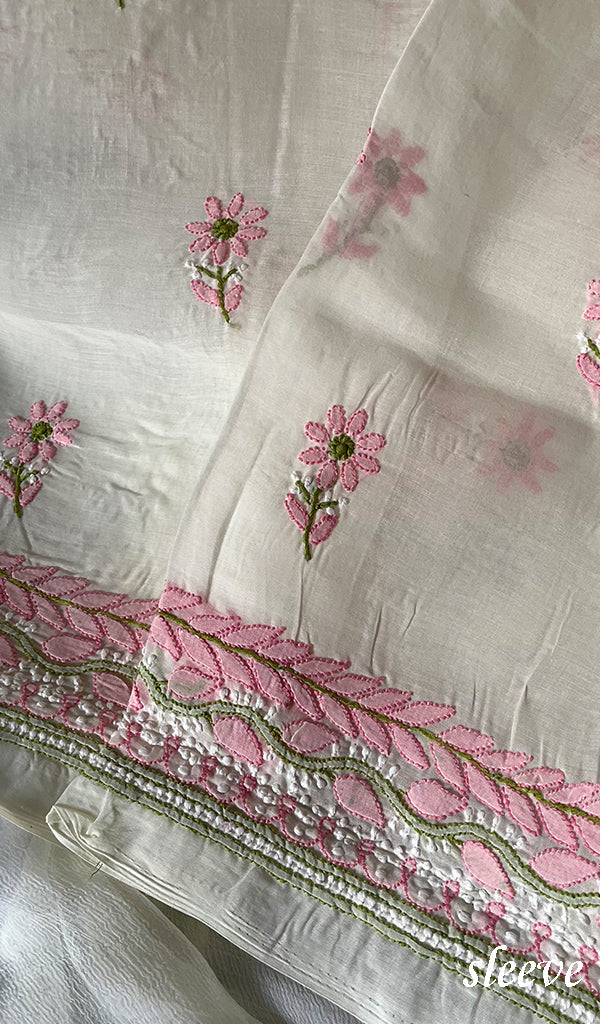 Women's Lakhnavi Handcrafted Cotton Chikankari Suit Material - HONC0291776
