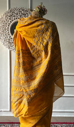 Load image into Gallery viewer, Women's Lakhnavi Handcrafted Chanderi Silk Chikankari Saree - HONC0350399