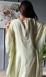 Load image into Gallery viewer, Rabia Women&#39;s Lucknowi Handcrafted Mul chanderi Chikankari Kaftan - HONCSOLD0001
