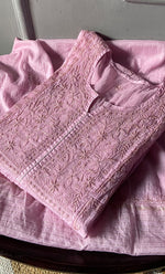 将图像加载到图库查看器中， Women&#39;s Lakhnavi Handcrafted Mul Chanderi Semi - Stitched Kurta And Dupatta Set - HONC0303412
