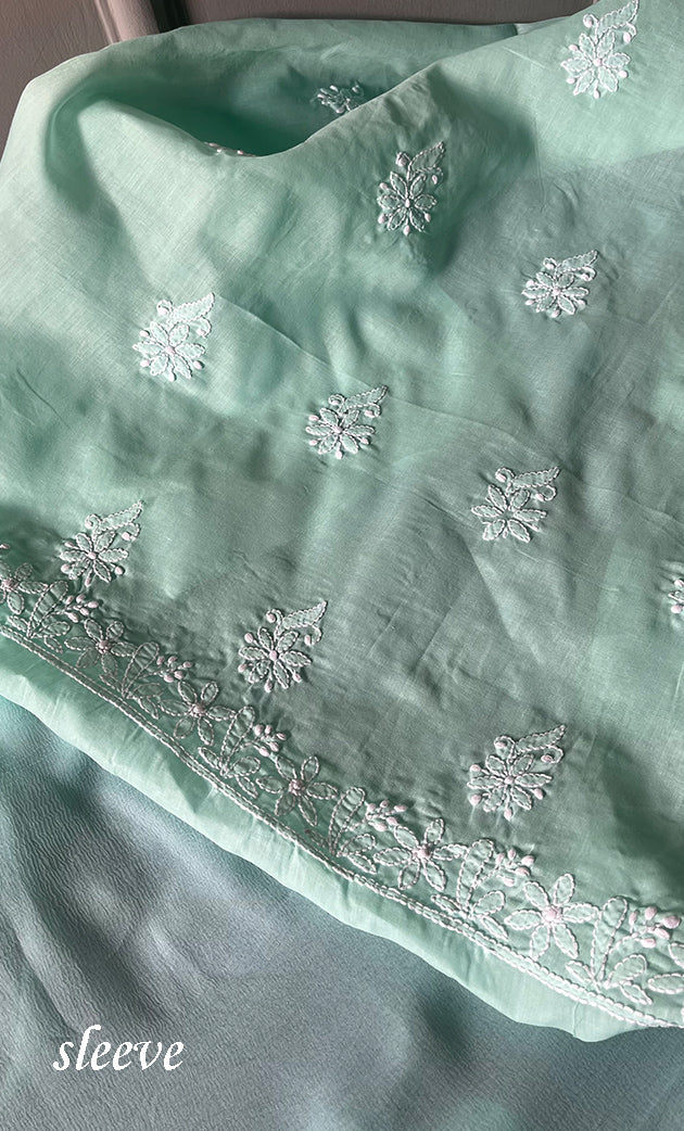 Women's Lakhnavi Handcrafted Unstitched Cotton Chikankari Suit Material - HONC0285011