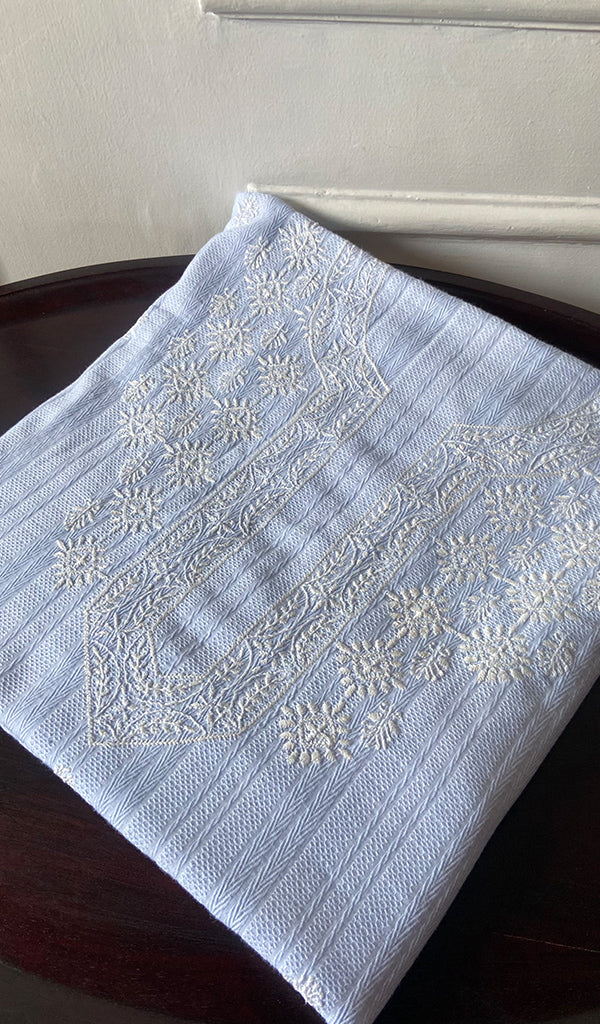 Aarya Lucknowi Handcrafted Cotton  Unstitched Chikankari Unstitched Unisex Kurta Fabric - HONC0786054