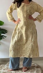 Load image into Gallery viewer, Women's Lakhnavi Handcrafted Cotton Chikankari Kurti - HONC0379494