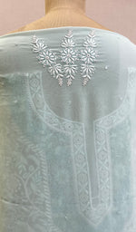 将图像加载到图库查看器中， Women&#39;s Lakhnavi Handcrafted Pure Silk Georgette Chikankari Full Suit Fabric - NC027842
