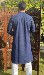 Load image into Gallery viewer, Men&#39;s Faux-Georgette Hakoba Kurta - HONC0261827
