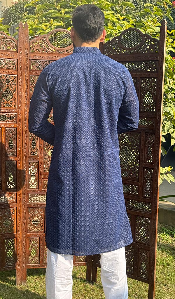 Men's Faux-Georgette Hakoba Kurta - HONC0261827