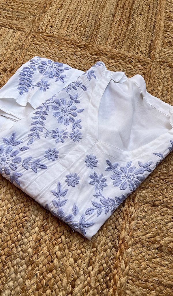 Women's Lakhnavi Handcrafted Modal Cotton Chikankari Top - HONC0276615