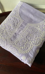 Load image into Gallery viewer, Women&#39;s Lakhnavi Handcrafted Cotton Chikankari Unstitched Kurti Fabric - HONC0318490
