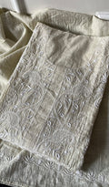 Women's Lakhnavi Handcrafted Linen Cotton Semi -Stitched Kurta And Dupatta Set - HONC0258763