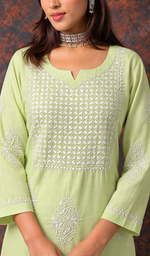 Women's Lucknowi Handcrafted Cotton Chikankari Kurti - HONC0161351