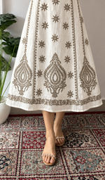 Divya Women's Lucknowi Handcrafted Cotton Chikankari Anarkali Dress - HONC0213345