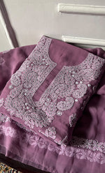 Laila Women's Lucknowi Handcrafted Faux-Georgette Unstitched  Chikankari Suit Material - HONC0330373
