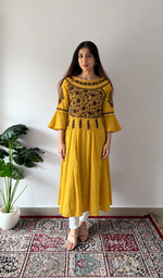 Women's Lucknowi Handcrafted Cotton Chikankari Long Dress - HONC0340007