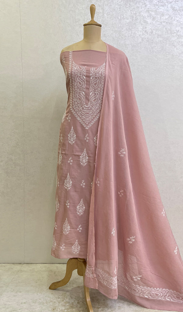 Women's Lakhnavi Handcrafted Cotton Chikankari Suit Material- HONC0155773