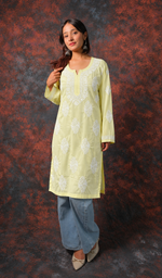 Women's Lucknowi Handcrafted Cotton Chikankari Kurti- HONC0129493