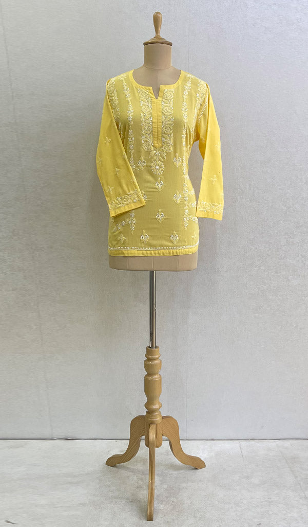 Women's Lakhnavi Handcrafted Cotton Chikankari Top - HONC084899