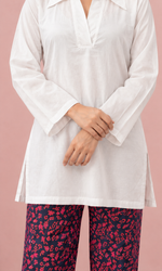 Women's Lakhnavi Handcrafted Cotton Chikankari Top And Palazzo Set - HONC040424
