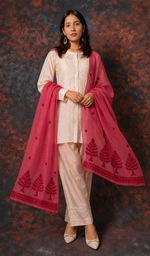 Women's Lucknowi Handcrafted Cotton Chikankari Dupatta - HONC0306251