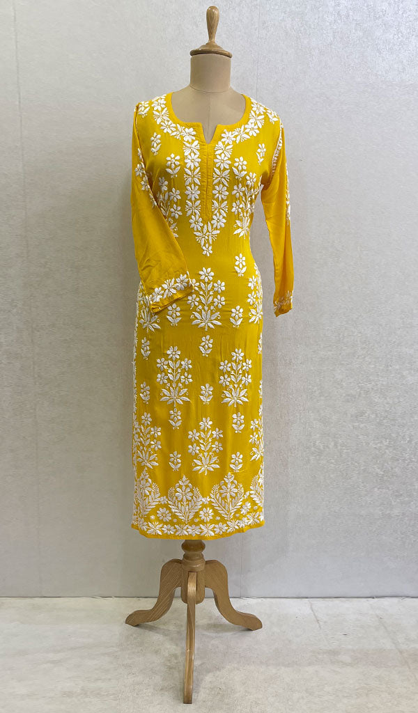 Women's Lucknowi Handcrafted Modal Cotton Chikankari Kurti - HONC0121600