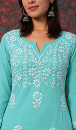 Mahek  Women's Lucknowi Handcrafted Cotton Chikankari Kurti - HONC0109579