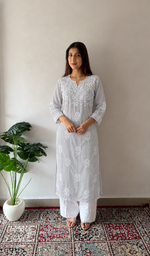 Mahek  Women's Lucknowi Handcrafted Cotton Chikankari Kurti - HONC0109608