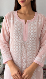 Women's Lucknowi Handcrafted Cotton Chikankari Kurti -HONC0164336