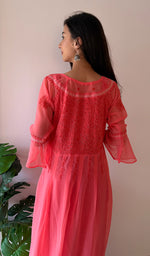 将图像加载到图库查看器中， Aadab Women's Lucknowi Handcrafted Faux-Georgette Chikankari Anarkali Dress - NC038960