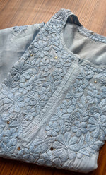 Load image into Gallery viewer, Women&#39;s Lakhnavi Handcrafted Muslin Chikankari Kurti - HONC0175657
