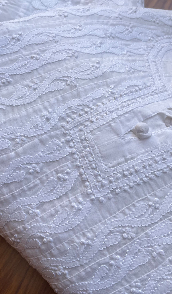 Women's Lakhnavi Handcrafted Cotton Chikankari Anarkali - HONC0276022