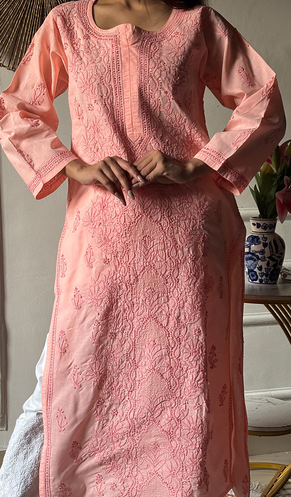 Shreea Women's Lakhnavi Handcrafted Cotton Chikankari Kurti - HONC0347158