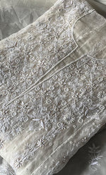 将图像加载到图库查看器中， Women's Lakhnavi Handcrafted Pure Organza Chikankari Semi -stitched Anarkali And Dupatta Set - HONC0328513