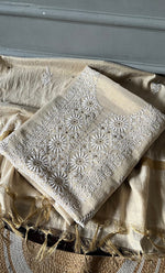 Load image into Gallery viewer, Women&#39;s Lakhnavi Handcrafted Tissue Chanderi Unstitched Kurta And Dupatta Set - HONC0267158
