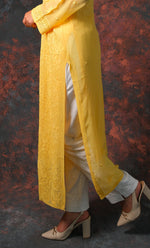 Load image into Gallery viewer, Yusra Women&#39;s Lakhnavi Handcrafted Viscose Georgette Chikankari Kurti- HONC0327255

