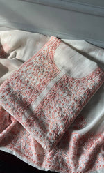将图像加载到图库查看器中， Women&#39;s Lakhnavi Handcrafted Mul Chanderi UnStitched Kurta And Dupatta Set - HONC0300406
