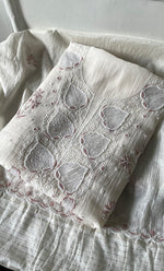 将图像加载到图库查看器中， Women's Lakhnavi Handcrafted Unstitchd Mul Chanderi Kurta And Dupatta Set - HONC0319482