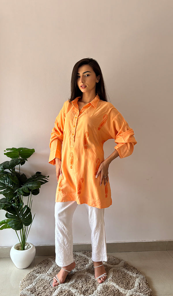 Women's Lakhnavi Handcrafted Cotton Chikankari Top - HONC0325794