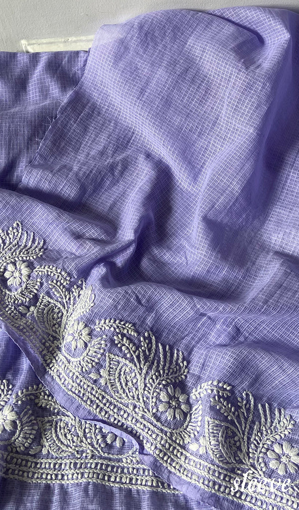 Women's Lucknowi Handcrafted Kota Cotton Chikankari Unstitched Kurta And Dupatta Set - HONC0340079